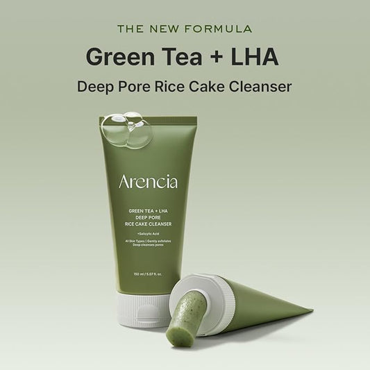 ARENCIA Salicylic Acid, Green Tea + LHA Deep Pore Rice Cake Cleanser – Deep Pore Cleansing, Acne Face Wash, Blackhead Remover, 5.07 fl oz