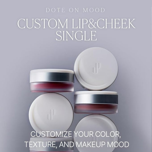 Heart Percent Dote On Mood Custom Lip & Cheek Single – Blendable & Buildable Soft Velvety Matte Cream Blush (Fog Pot), Long-Lasting Lightweight Multi-Use & Lip Tinted Balm 4.7g, M07. Plum Rose