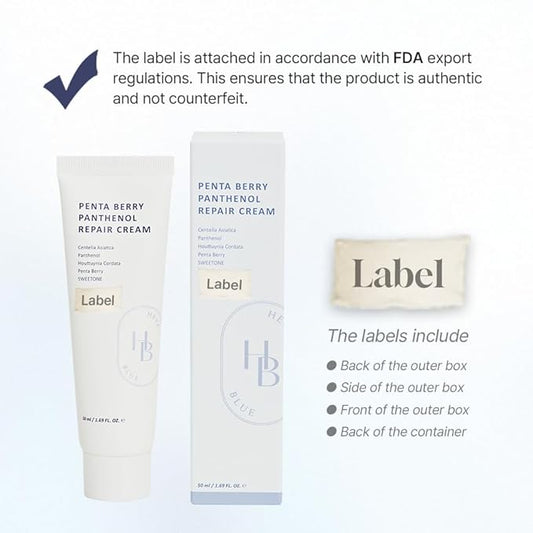 HEVEBLUE Penta Berry Panthenol Repair Cream - Vegan, Centella, Cica Barrier, Restore Moisture Balance, Deep Hydration, Sensitive Skin, Low Irritation, Korean Skincare, K-Beauty, Hypoallergenic