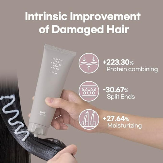 Korean Keratin Leave-in Conditioner Treatment, 4.05 Fl Oz, Keratin Pro Booster with 10,000ppm Protein, for Frizzy Dry Damaged Hair