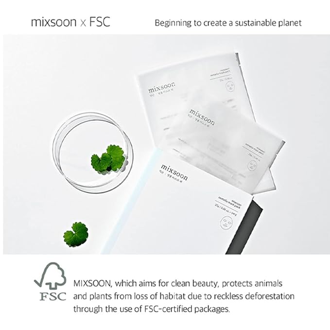 mixsoon Centella Mask Pack Face Moisturizer Soothing Calming Sheets Korean Glass Skin Care 1Pack (5ea)