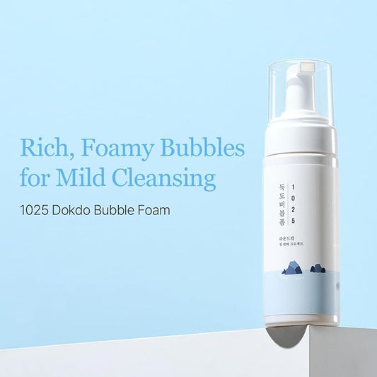 ROUND LAB 1025 Dokdo Bubble Foam Cleanser, Gentle Face Wash for Sensitive Skin, Low pH 5.5, Hydrating Korean Skincare, Soothing Panthenol & Deep Sea Water, Hypoallergenic, Fragrance-Free (5.07 Fl Oz)