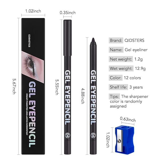 Mauve Taupe Matte Gel Eyeliner Pencil, Multi-Use Waterline Eyeliner with Sharpener, Sharpenable Eye Liner Waterproof Smudge Proof, High Pigmented Eye Makeup Liners, Vegan & Cruelty-Free 04