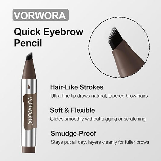 Eyebrow Pencil Blonde, Microblading Eyebrow Pencil Waterproof, Multi-Tip Angled Brow Brush, Eyebrow Pencils for Women, Long Lasting Eyebrow Dye with Hair-Like Strokes Brows, Brown