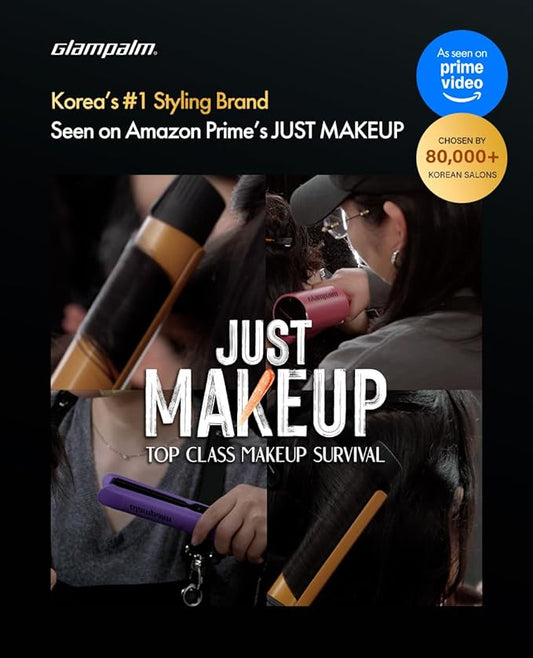 GLAMPALM Hair Straightener 0.6" Ceramic Volumizing flat iron Infused with Vita C, Korea's #1 Professional Salon Tool, Curved Plates, Dual Voltage, 11 Heat Settings(220°–450°), 20s Fast Heat-Up (GP106)