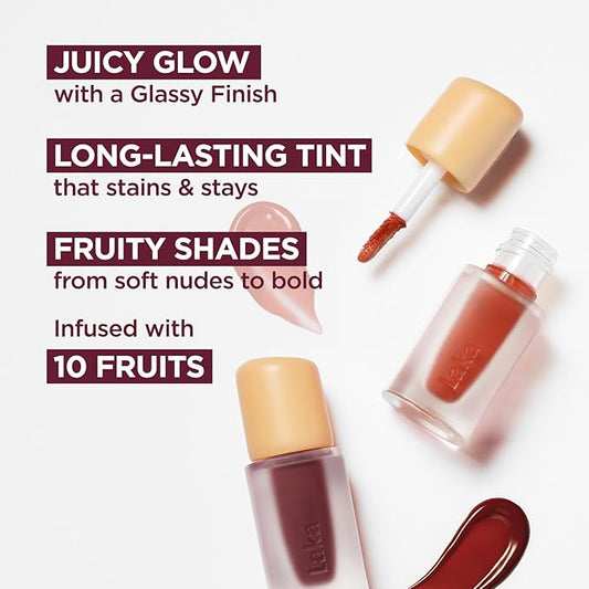 Laka Fruity Glam Lip Tint Mini, Glowing Lip Stain with Wide Color Spectrum, Hydrating & Lightweight Texture, Long-Lasting Bold Stain, Non-Sticky, Vegan, K-Beauty (#145 Guava)