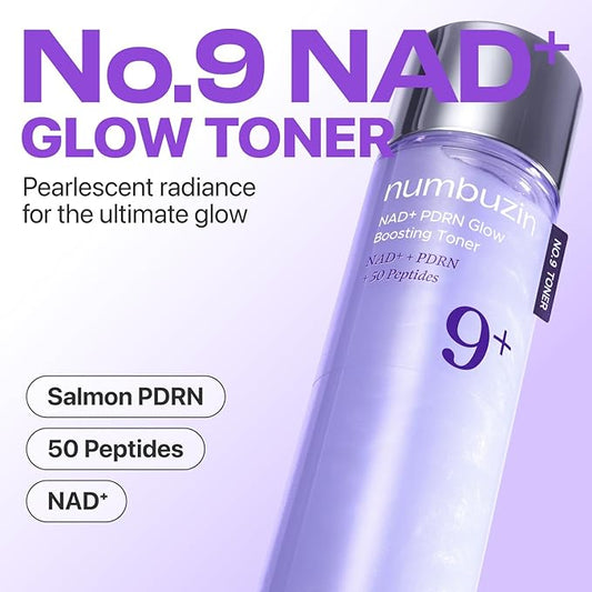 numbuzin No.9 Toner | NAD+ PDRN Glow Boosting Toner | Korean Skincare for Glowing, Firming, Wrinkles, Fine Lines | Salmon PDRN, Peptides | Essence for Aging, Dull Skin | 5.07 fl. Oz