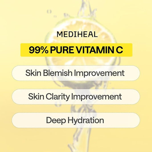 Mediheal Vitamin C Essential Sheet Mask Clear Toning 10 pcs. 99% Pure Vitamin C & 10 Vita Actives for hydration, blemish. Vegan formula