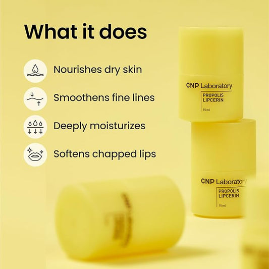CNP Honey Lip Butter - Propolis Lipcerin™ 01 Original, Hydrating Overnight Manuka Lip Balm & Mask, 12hr Long-Lasting Moisture, Stocking Stuffers, Gifts for Women, 0.5 fl.oz.