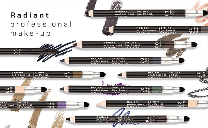 Radiant Professional Waterproof Eyeliner Pencil - Eyeliner Waterproof Smudge Proof for Woman - Long Lasting Under Eye Pencil for Smoky Eye - Soft Waterline Eye liner Smudger Tool, Purple (22)