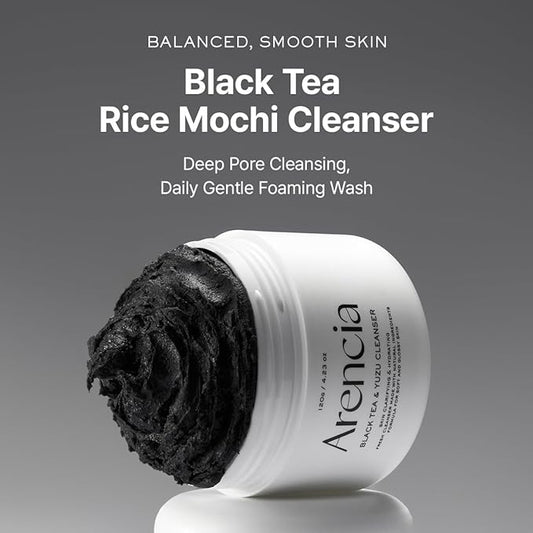 ARENCIA Black Tea Rice Mochi Face Cleanser, 120g, Pore Care, Sebum Control, Oily Skin