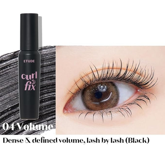 ETUDE Curl Fix Mascara Mini, Lash Mascara, Strong Curl Up, Long-Lasting, Waterproof, Lightweight, Korean Makeup, Beauty, Vegan Certified, Volume (0.14 Fl Oz)