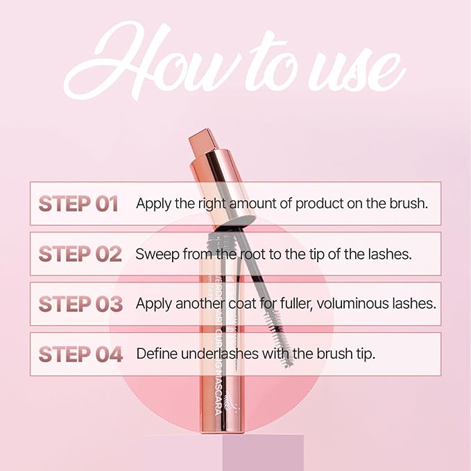 Verdea Art Volume Waterproof Mascara – K-Beauty, Long-Lasting, Smudge-Proof Korean Formula for Voluminous, Curled Lashes – Clump-Free, Lightweight & Buildable – 0.26 fl oz