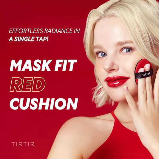 TIRTIR Mask Fit Red Cushion Foundation | Full coverage, Weightless, Skin fit, Satin Glow Finish, Korean Makeup BB Foundation, beauty, Tattoo cover up, Buildable (#55N Espresso, 0.63 Fl Oz)
