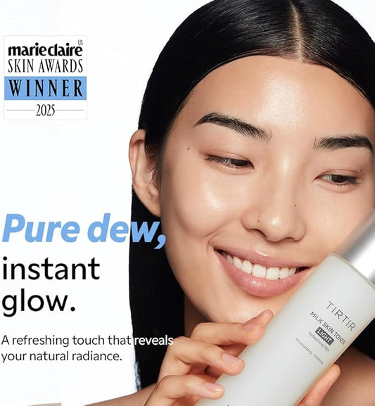 TIRTIR Milk Skin Rice Toner Light | Instant Hydration with 4% Niacinamide, Pantenol, Lightweight, Pore-Tightening, Vegan, Acne-Prone, Oily Skin, Fungal Acne Safe, Korean Skin Care, 5.07 Fl Oz