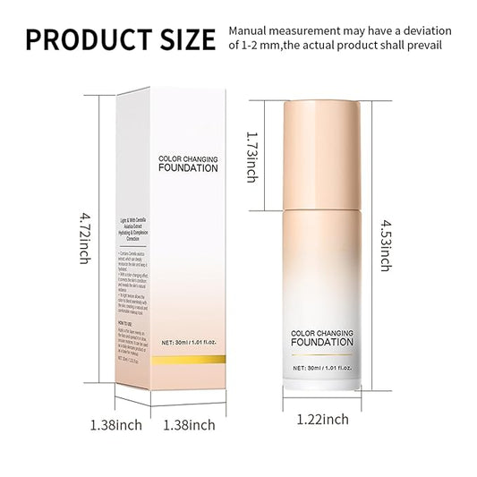 White-Color Changing Foundation, Color Correcting CC Cream with Centella Asiatica, Even Red Skin Tone, Lightweight, Non-Greasy, Moisturizing, Concealing, Natural Finish Concealer(1PCS)