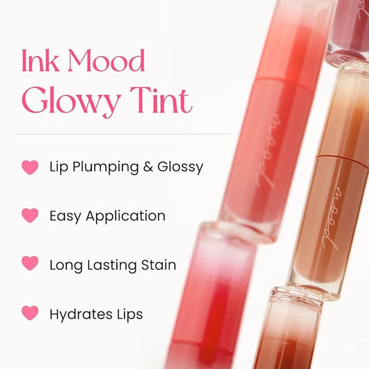 Peripera Ink Mood Glowy Tint, Korean Lip Tint, Naturally Moisturizing, Lightweight, Glow-Boosting, Long-Lasting, Comfortable, Non-Sticky, Mask Friendly, No White Film, K Beauty (024 CORAL PRIDE)