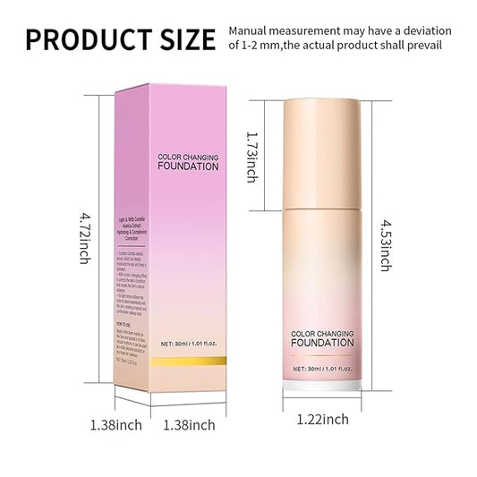 Pink color-changing foundation, color-correcting CC cream with Centella asiatica, even red skin tone, light, non-greasy, moisturizing, concealing, Natural Finish Concealer(1PCS)