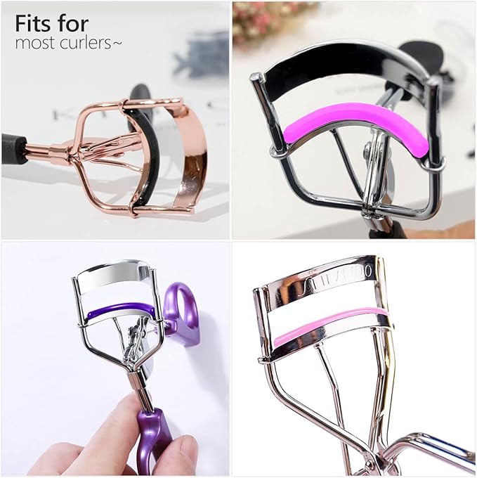 40 pcs Eyelash Curler Refills Curler Refill Pads Soft Rubber Curler Replacement Refills Pads for Universal Eyelash Curler with a Clear Storage Box (Black, Purple, Rose Red, Pink * 10)