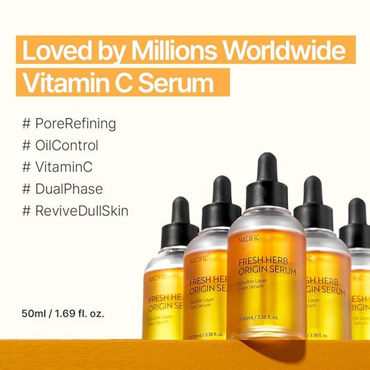 NACIFIC Fresh Herb Origin Serum – Double Layer Bi-Phase Face Serum with GD 7 Complex for Oily & Combination Skin – Vegan, Gentle, Hydrating Vitamin & Botanical Oil Formula – 50ml / 1.69 fl.oz