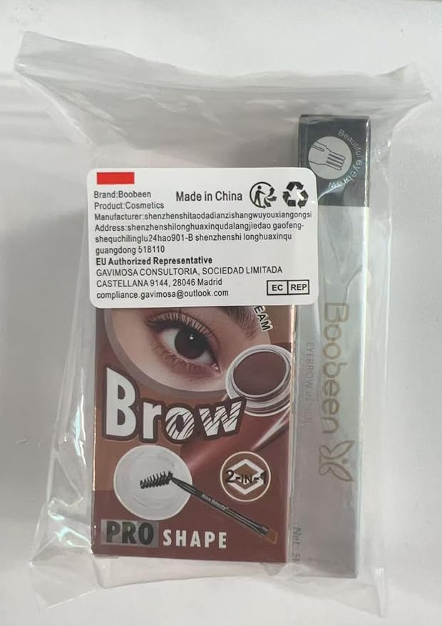 Boobeen Waterproof Eyebrow Pencil with Pomade, Brow Gel with Dual-ended Brush, Long-Lasting Natural Hair-Like Brows for All Skin Tones, Brown