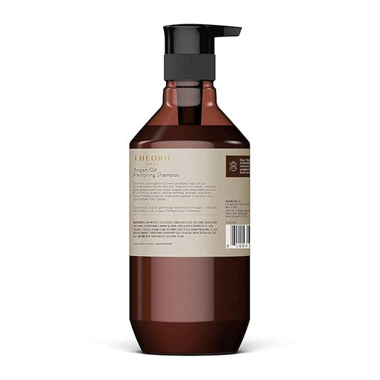 Theorie Argan Oil Restoring Shampoo - Rejuvenate & Moisturize - Sulfate Free - Suited for All Hair Types - Safe for Color & Keratin Treated Hair, Pump Bottle 800mL.