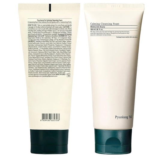 Pyunkang Yul PKY Calming Cleansing Foam, Low pH Formula Facial Wash/Cleanser with Witch Hazel, AHA for oil control- Cica, Tea Tree Extract - Rapid Moisture replenishment 3.38 Fl.oz