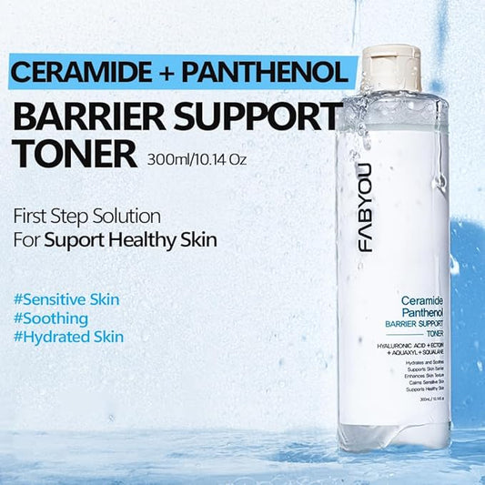 Ceramide Panthenol Barrier Support Toner 10.14 fl oz - Hydrating Facial Toner for Sensitive Skin, Barrier Repair & Soothing with 8 Types of Hyaluronic Acid, Korean Skincare