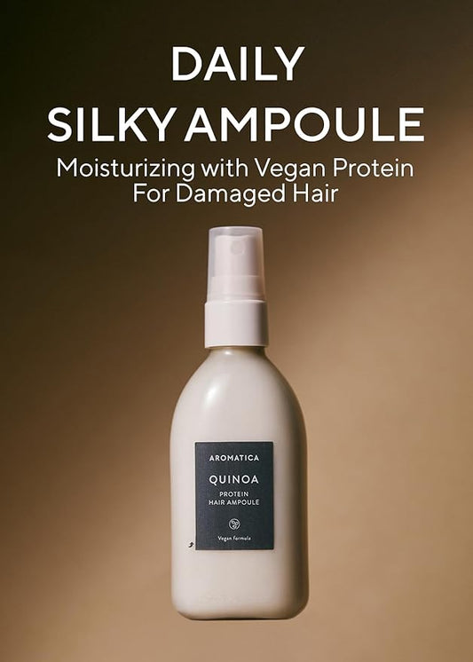 AROMATICA Quinoa Protein Hair Ampoule 3.38 fl. Oz - Vegan Protein Hair Serum for Silky Hair | Nourishing Dry, Damaged Hair | Silicone Free