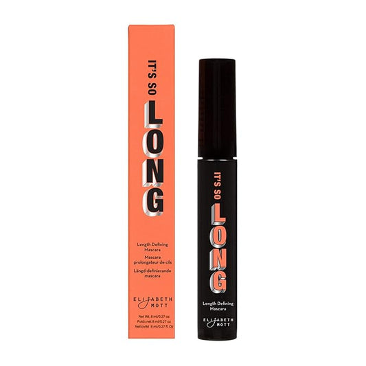 Elizabeth Mott Black Lengthening Mascara – Smudge-Proof, Water-Resistant, No Clump or Flake, Volumizing, Curling & Lash-Extending Fiber Formula with C-Curve Silicone Brush for Full, Long Lashes – 8ml