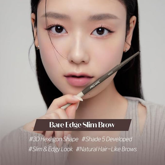 ETUDE Bare Edge Brow Pencil, Eyebrow Pencil, Slim 3D Hexagon, Natural Looking, Korean Makeup, Beauty, Dark Brown (0.003 Ounce)