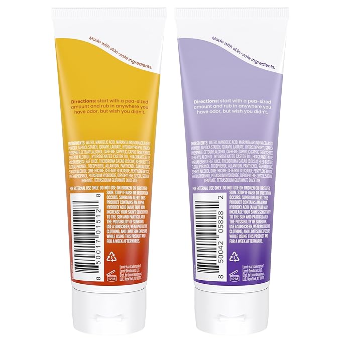 Lume Whole Body Deodorant - Invisible Cream Tube - 72 Hour Odor Control - Doctor Developed - Aluminum Free, Baking Soda Free and Skin Loving - 3.0 Ounce, Pack of 2 (Soft Powder & Toasted Coconut)