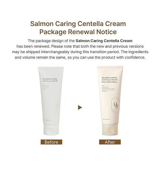 HEVEBLUE Salmon Caring Centella Cream - Salmon PDRN, Salmon Egg Extract, Centella, Madecassoside, Improve Skin Moisture Loss, Restore and Rejuvenate, Low Irritation, Korean Skincare, Valentine Gift