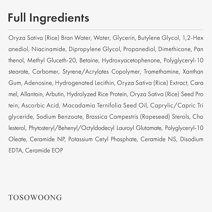 TOSOWOONG Rice Glow Milky Toner with 784,000ppm Korean Rice Water, Niacinamide, Ceramides, Panthenol, Glow, Glass Skin, Hydrating, Purifying, Fragrance-Free, Korean Skin Care, 250ml, 8.45 fl.oz.