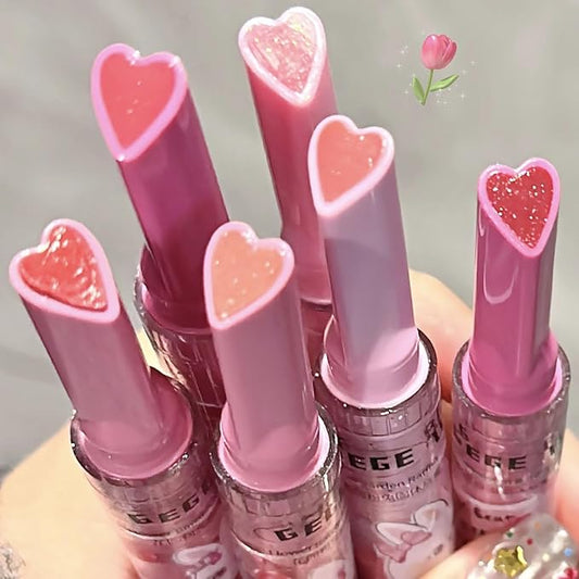 Jelly Lipstick,3 Colors Tinted Lip Stain Heart Mirror Lip Gloss,Hydrating Jelly Lipstick Long Lasting Moisturizing Tinted Lip Glaze,Non-sticky,Vivid Color Glossy Lip Makeup (B, Large)