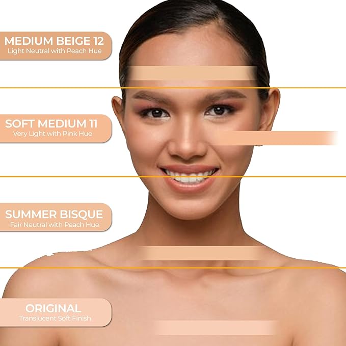 LuxeBlend Original Loose Powder Foundation SPF 15, Medium Beige 12, Foundation Makeup, Buildable Coverage, Talc Free, Vegan