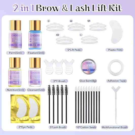 Lash Lift Kit - Eyelash Perm Kit - Eyebrow Lamination Kit, 2 in 1 Professional Eyelash Curling Lash Extension & Eyebrow Lift Kit, Eyelash Lift Kit Easy to Use for Salon & DIY Home Use, Lasts 6-8 Weeks