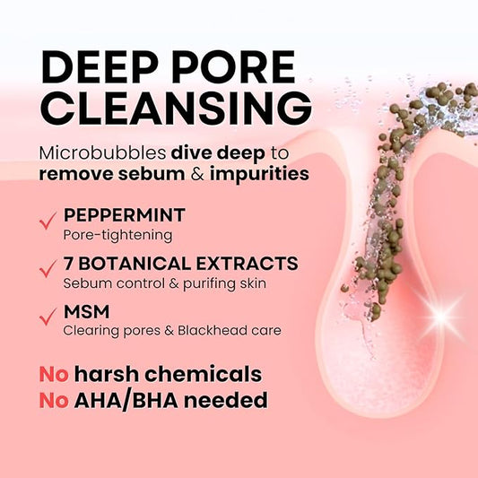 MPC Bubble Pore Cleanser, Korean Face Wash, Gentle Deep Pore Facial Cleanser with Caviar, Blackhead Makeup Remover, Pore Minimizer, Hydrating, Exfoliator, Oily, Dry Skin 5.07 fl oz
