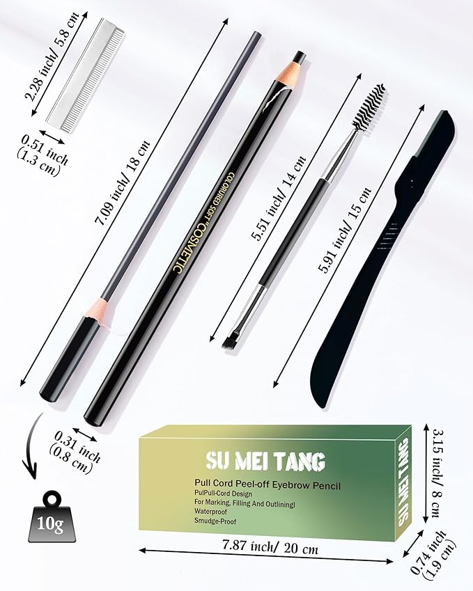 12 Piece Gray Brown Waterproof Eyebrow Pencils for Women w/Microblading Eyebrow Pencil & Brow Trimming Supplies Kit Permanent Eye Brow Liners Set For Salon-Quality Shaping & Filling Of Marks