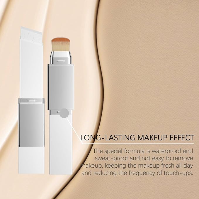 New Blanc Cover Cream Stick V - Color Changing Foundation Stick - Hydrating Concealer Base Makeup, Dual-Ended with Built-in Brush, Portable for Daily Use (Natural)