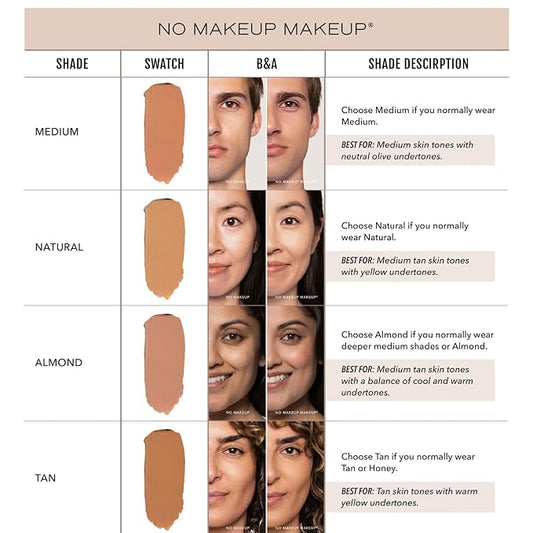 No Makeup Makeup Long-Lasting Lightweight Foundation & Brush Duo | Cruelty-Free, Fragrance-Free, Buildable, Transfer-Proof Makeup (Tan)