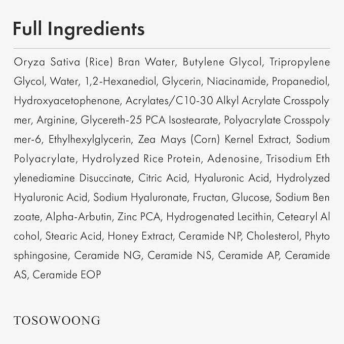 TOSOWOONG Real Rice Glow Serum with 80% Rice Bran Water and Niacinamide for Dark Spots, Uneven Skin Tone, Dull Skin, Radiant Glow, and Daily K-Beauty Skincare for All Skin Types, 33ml / 1.11 fl. oz.