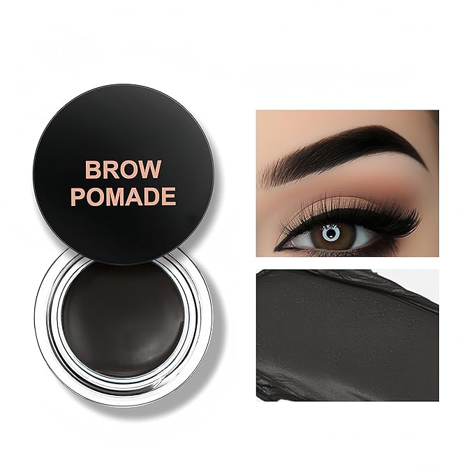 MAEPEOR Eyebrow Pomade 6 Colors Matte Smooth Full-pigmented Brow Pomade Long Lasting Waterproof Natural Brow Gel for All Skin Types and Tones (Matte, 03 Ebony)