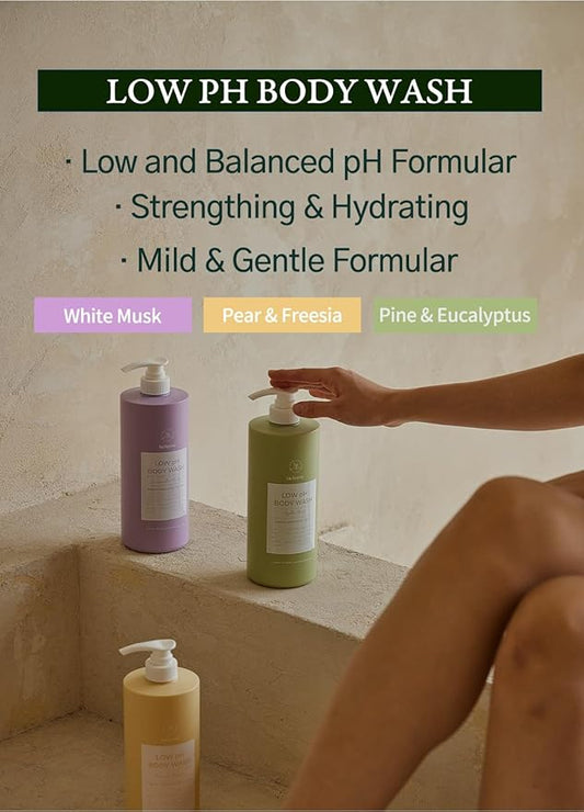 laferme Low pH balanced Gentle Korean Body Wash with Natural & Organic Ingredients, Hypoallergenic for Sensitive Skin, Moisturizing & Hydrating for Dry Skin, For Women & Men, 33 Fl Oz, Apple Mint
