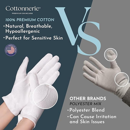 8 Pairs Cottonnerie Original Cotton Gloves for Dry Hands Sleeping, Moisturizing Gloves Overnight, Hand Moisturizer Gloves, Moisture Gloves for Dry Hands Overnight, Sleeping Gloves, Medium