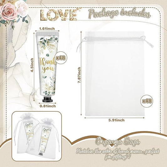 48 Sets Thank You Hand Cream Gifts Bulk Baby Shower Hand Cream Travel Size Lotion Bulk Fall Thanksgiving Party Supplies Favors Birthday Wedding for Guest