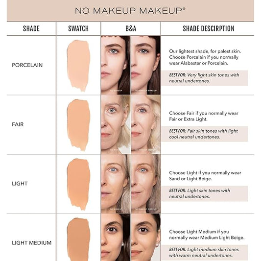 No Makeup Makeup Long-Lasting Lightweight Foundation & Brush Duo | Cruelty-Free, Fragrance-Free, Buildable, Transfer-Proof Makeup (Fair)