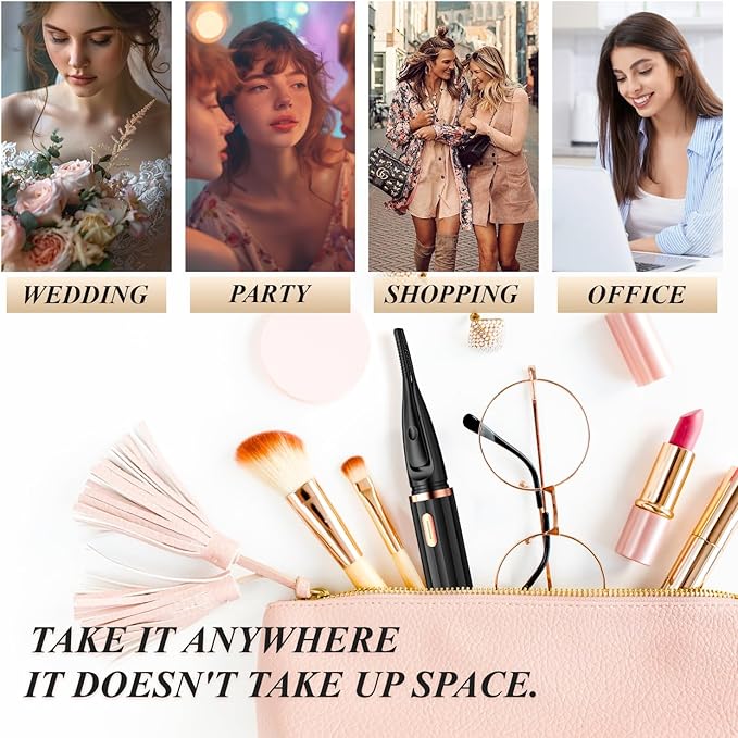 Heated Eyelash Curlers - 2 in 1 Clip - Type Heated Lash Curler,3 Heat Modes with USB Rechargeable,Fast Heat up in 8s,Natural Curling 24H Long Lasting for Women Makeup Tools (Black) (Black)