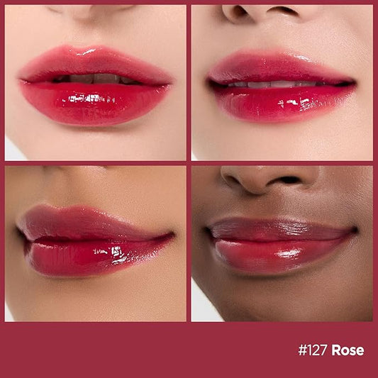 Laka Fruity Glam Lip Tint Mini, Glowing Lip Stain with Wide Color Spectrum, Hydrating & Lightweight Texture, Long-Lasting Bold Stain, Non-Sticky, Vegan, K-Beauty (#127 Rose)