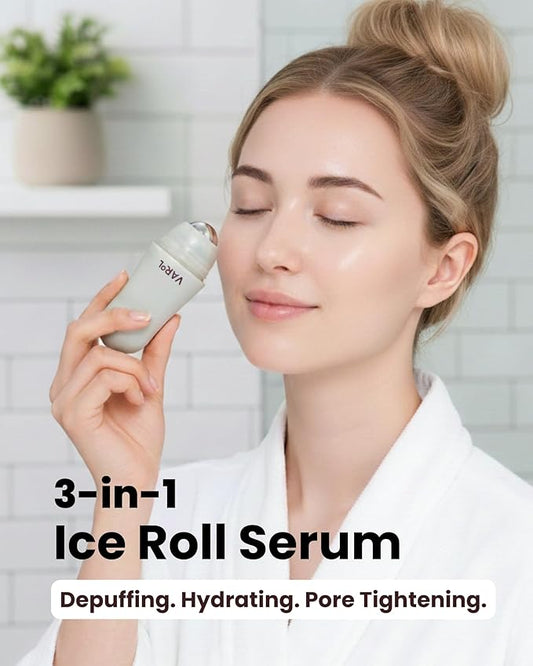 Ice Roll Serum - Cooling Serum with Face Massager Roller for Under Eye Bags, Puffiness, Dark Circles, Hydrating & Pore Minimizing with Panthenol, Tannin - Korean Skin Care, 1.69 Fl Oz (50ml)